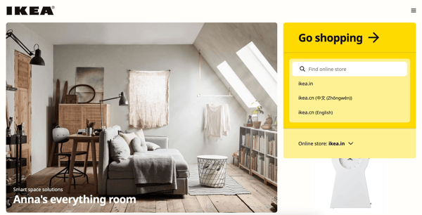 Example of multilingual website: Ikea